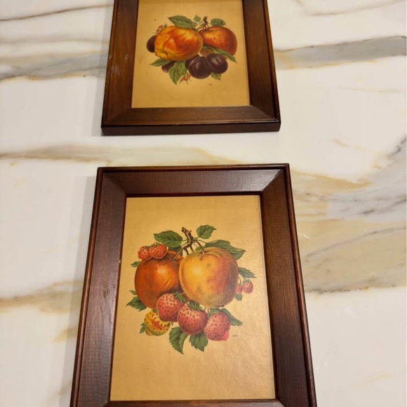 ART- Set of 2 Vintage Sidney Z Lucas Fruit Decor Wood Framed Art - Picture 2 of 6
